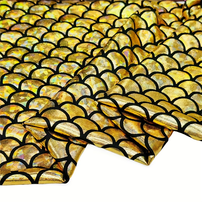 Bronzed Fish Scale Laser Fabric Spandex Mermaid Fabric for Stage Dress  Women's Clothing Deco DIY Sewing