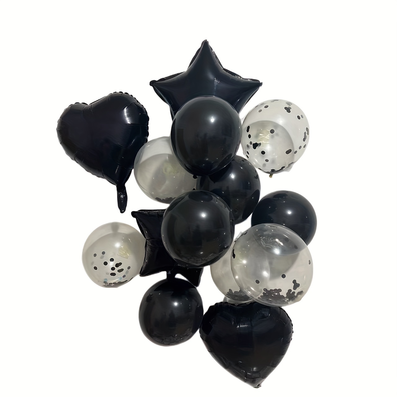 10pcs 18-inch Black Heart-shaped Aluminum Foil Balloons, Gothic