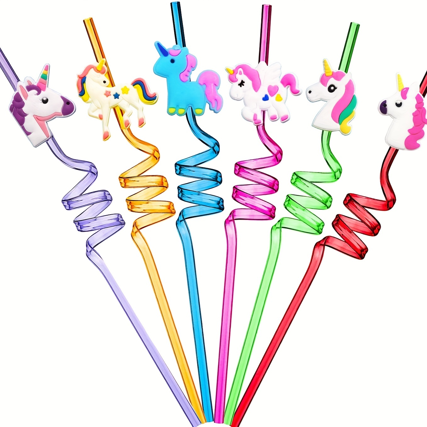 Unicorn Straws 4PCS, Party Decorations Supplies Girls Favors