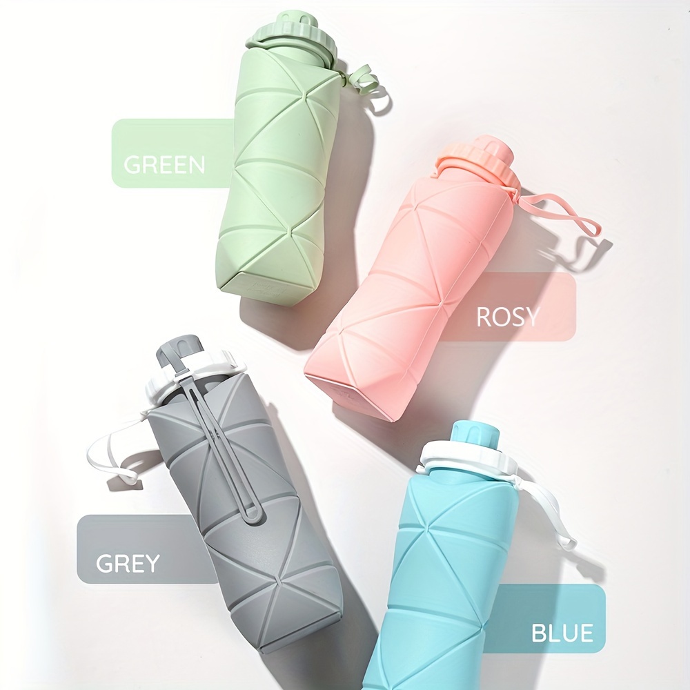 600ML foldable silicone water bottle, free of bisphenol A, triple leak  proof, fall resistant, lightweight, suitable for travel sports water cups,  portable foldable and retractable outdoor water bottles