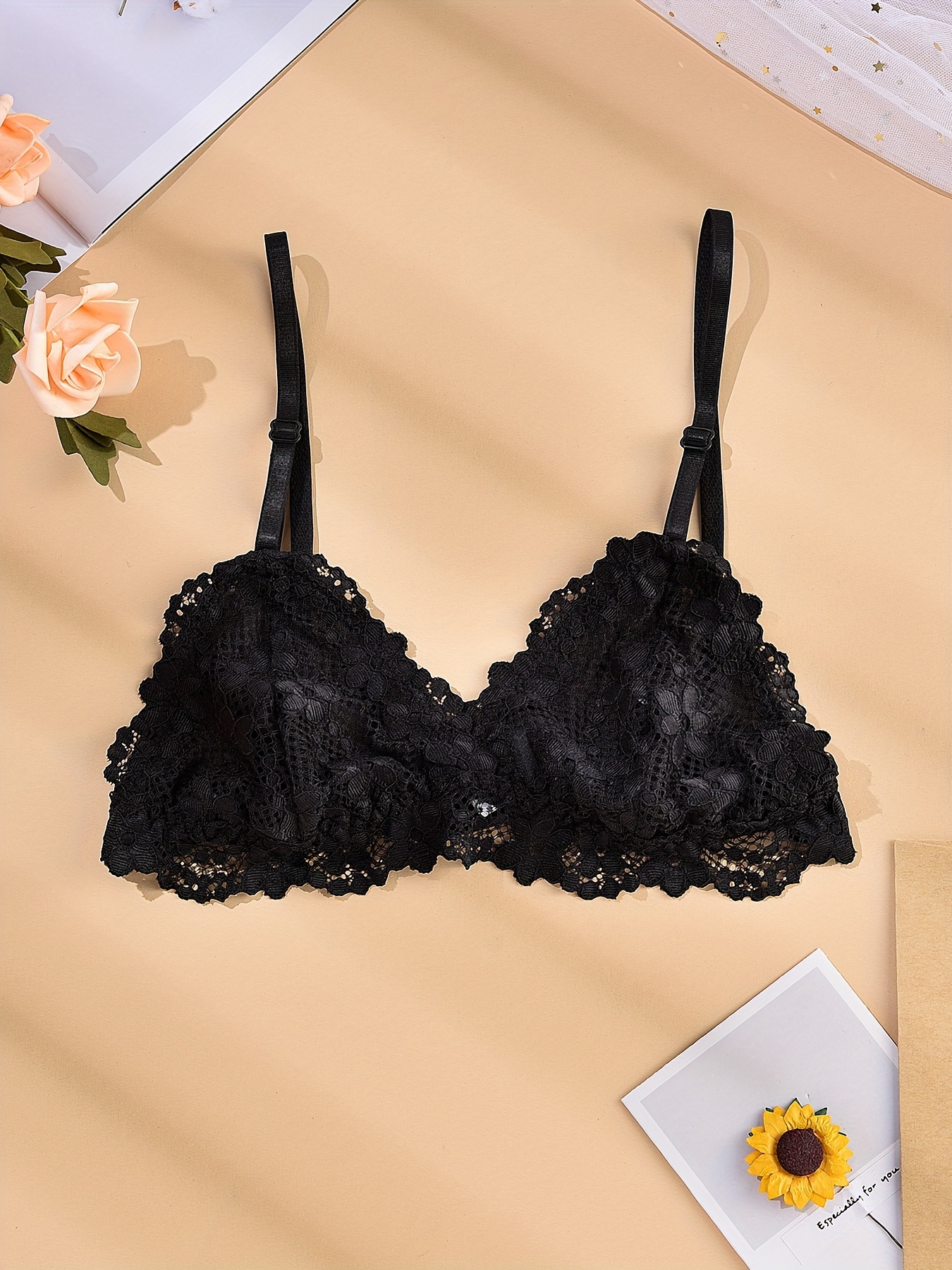 Floral Lace Wireless Bras Breathable Lightweight Full - Temu Canada