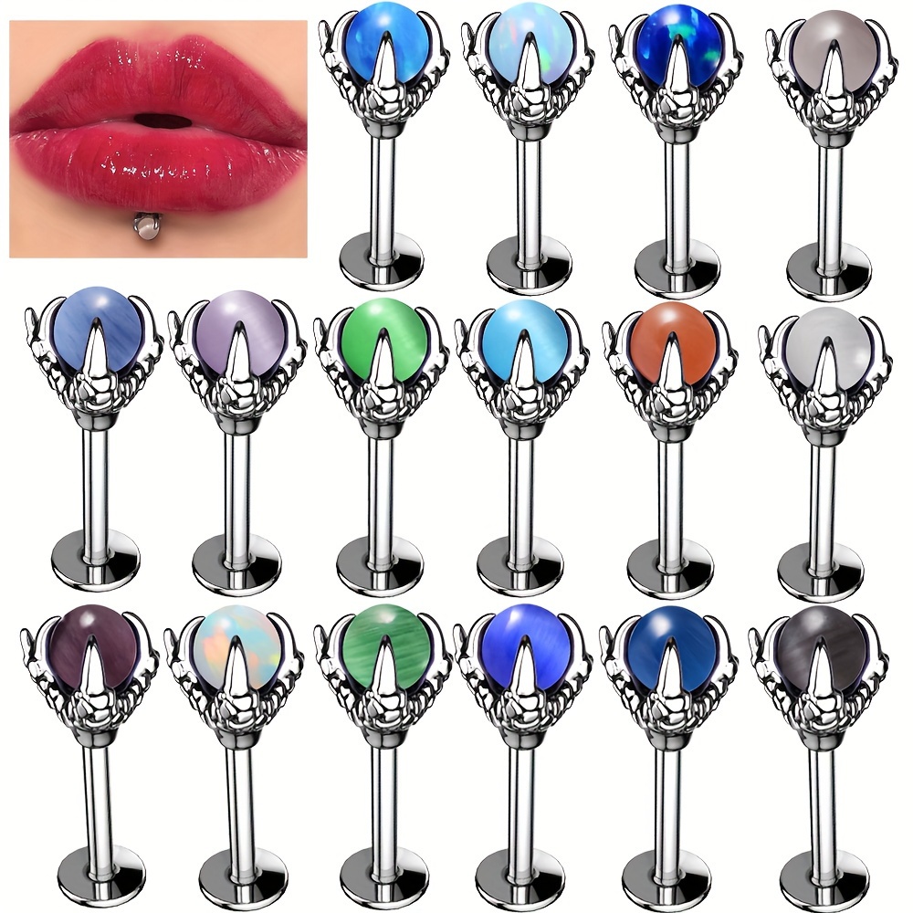 

Anneau de Lèvre Labret Griffe de Dragon Élégant avec Centre en - Acier Chirurgical 361L, Convient aux Boucles d'Oreilles de Cartilage & , pour Tenue Décontractée