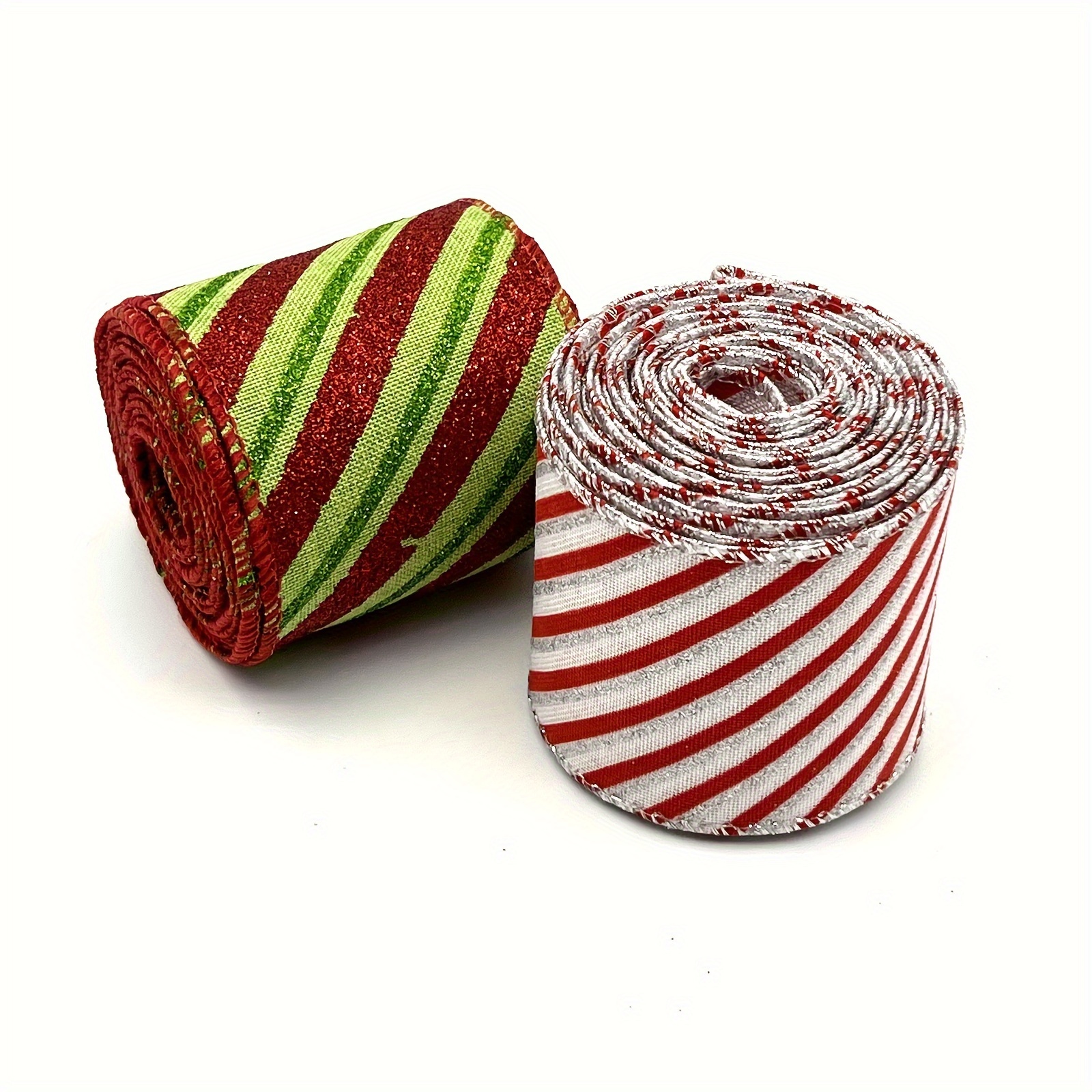 5 Yards Christmas Wired Edge Ribbon Candy Cane Burlap Ribbon - Temu