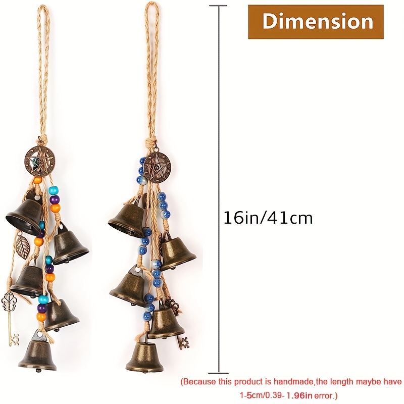 3 Small Brass Bells Set Witch Bells With Star Design Protection