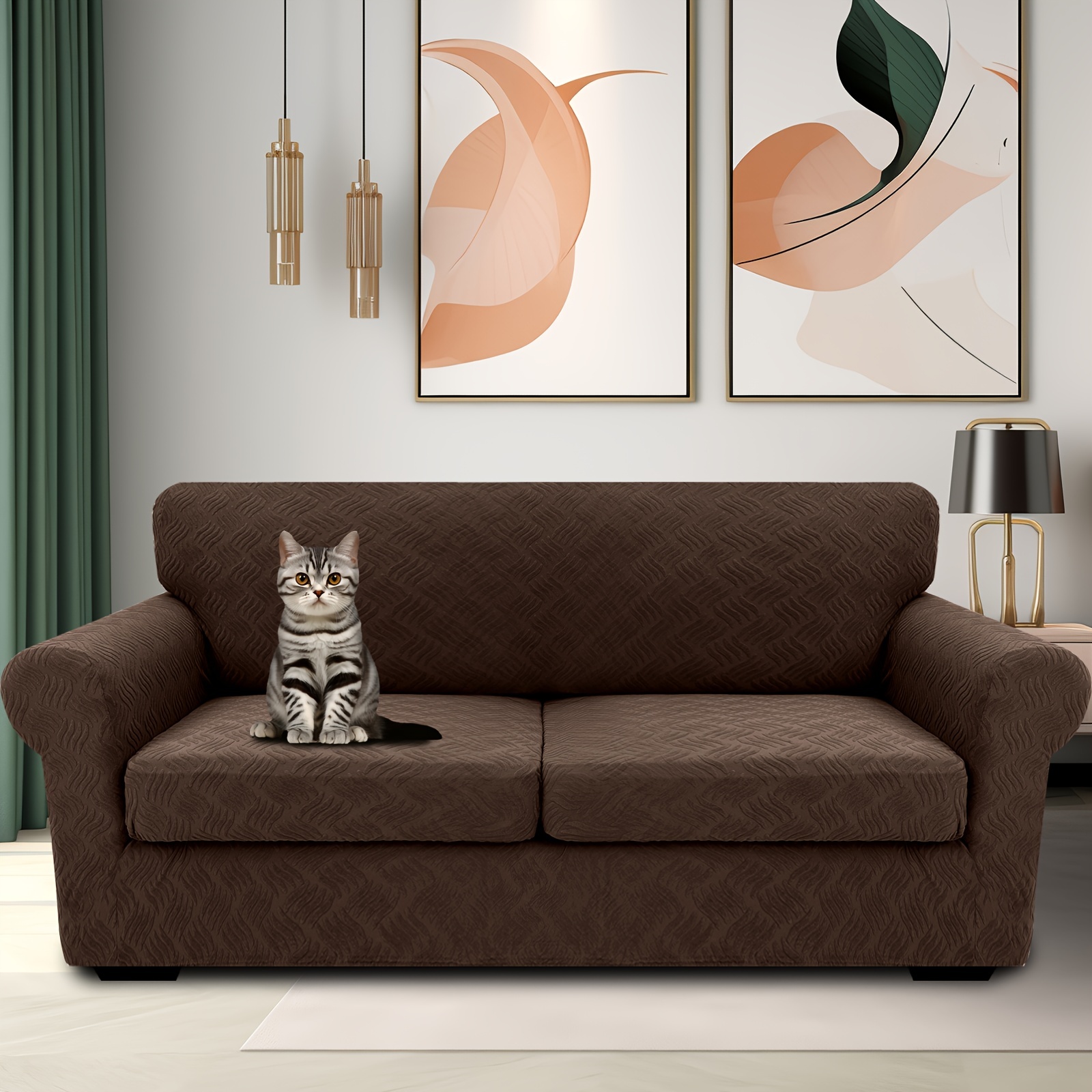 fmopq Funda de sofá elástica para sofá, fundas de cojín individuales suaves  con parte inferior elástica, jacquard ajustable, protector de muebles
