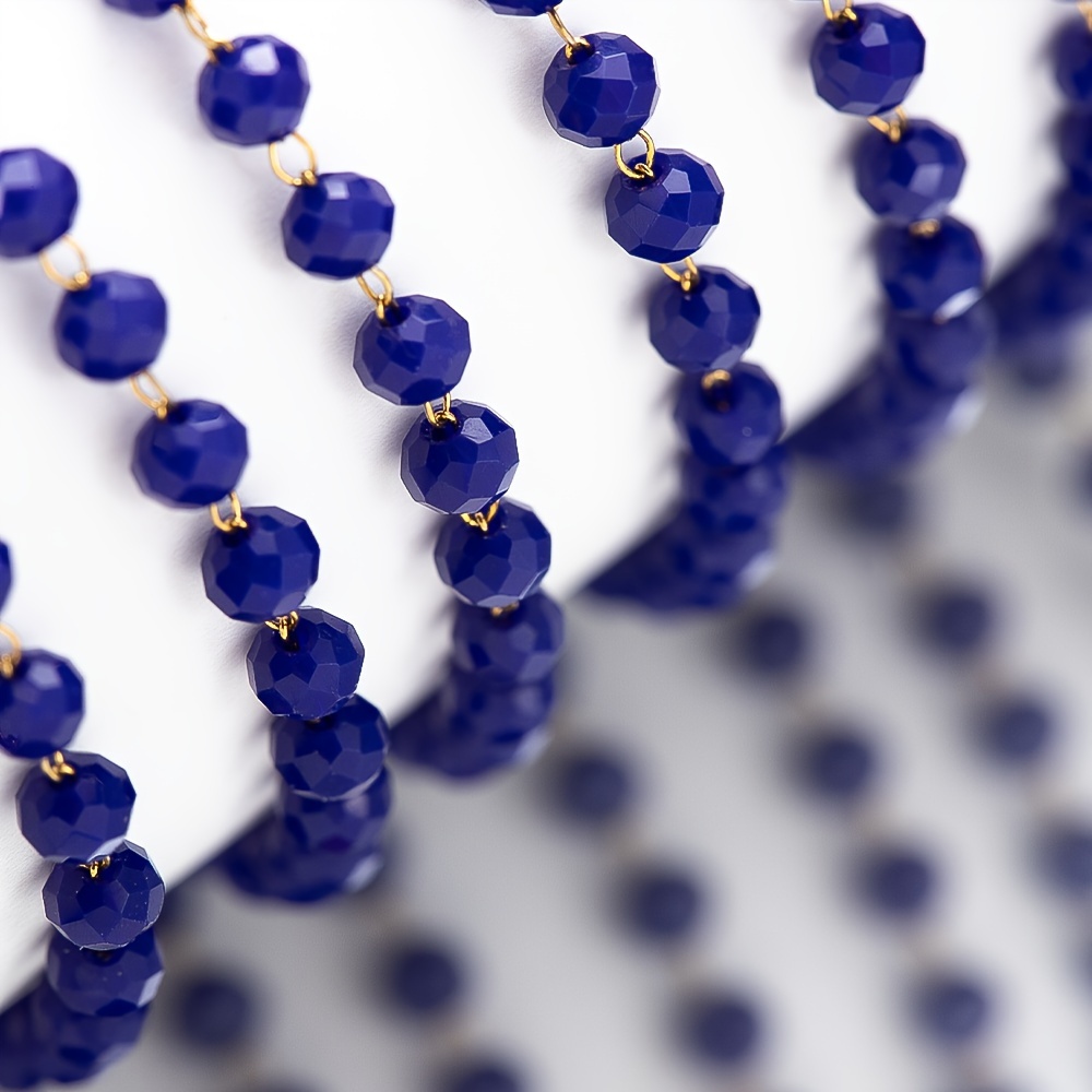 39.37inch Royal Blue Crystal Stone Stainless Steel Bead Chain Dark Blue  Beaded Chains For Necklace Bracelet Anklet Chain DIY Jewelry Making