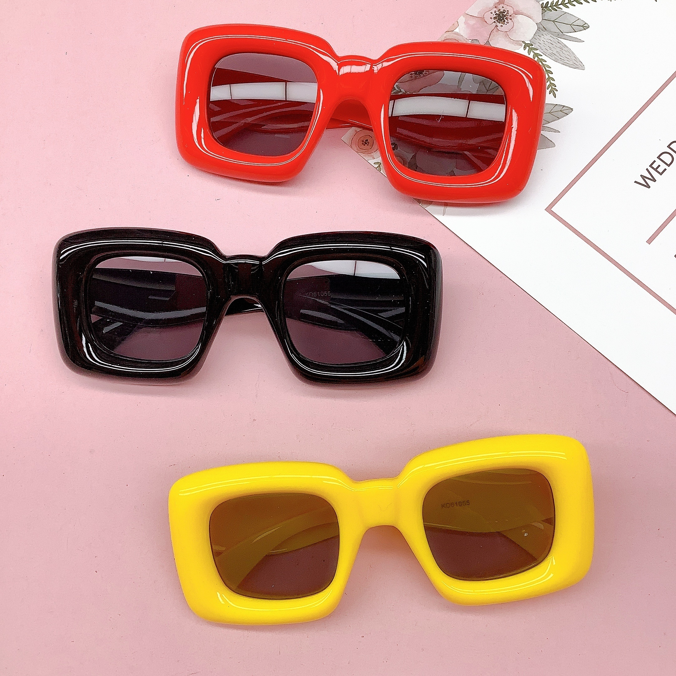 Retro Thick Frame Sunglasses Red