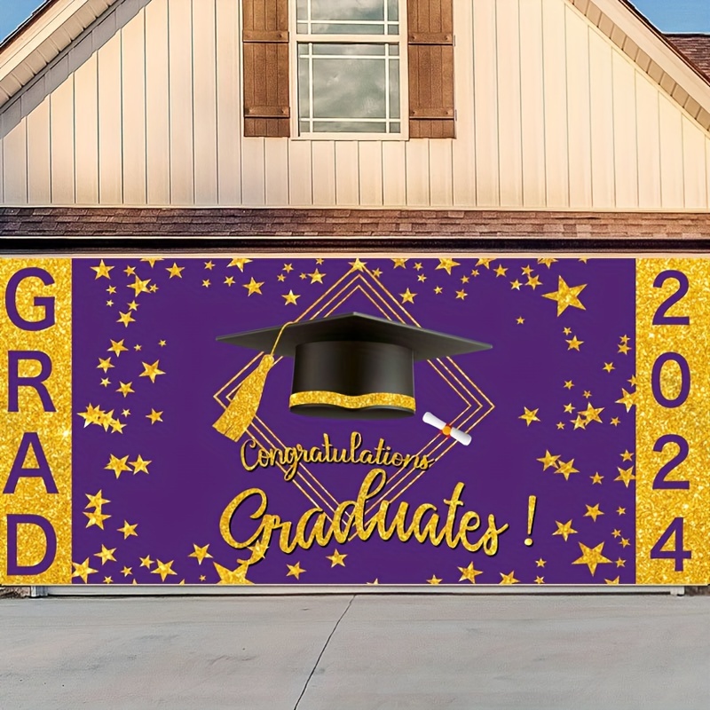 Garage Flag Ft Purple Graduation Backdrop 2024 Purple Golden - Temu Canada