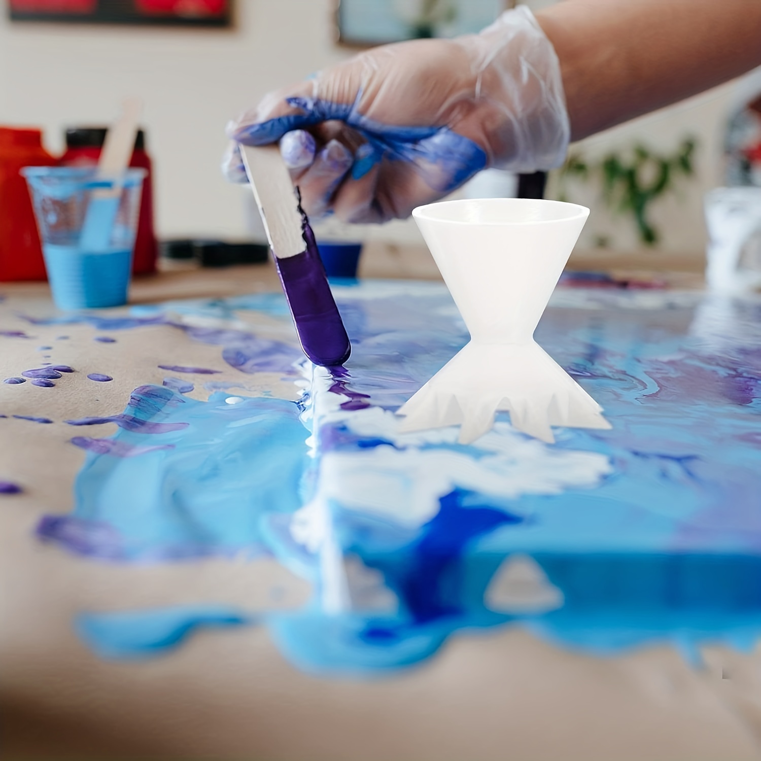 Paint Pouring Split Cup for Acrylic Painting Pouring Mini 7-Leg Funnel  Split Cup Flower Pattern Painting Tools DIY Making Pour Painting Supplies
