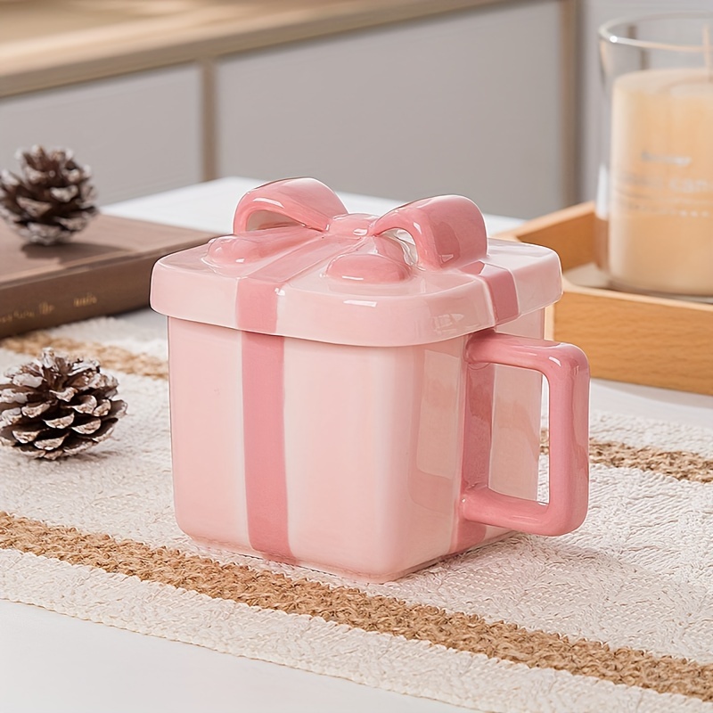 Cute Bow Ceramic Mug with Spoon and Lid freeshipping - TheQuirkyQuest