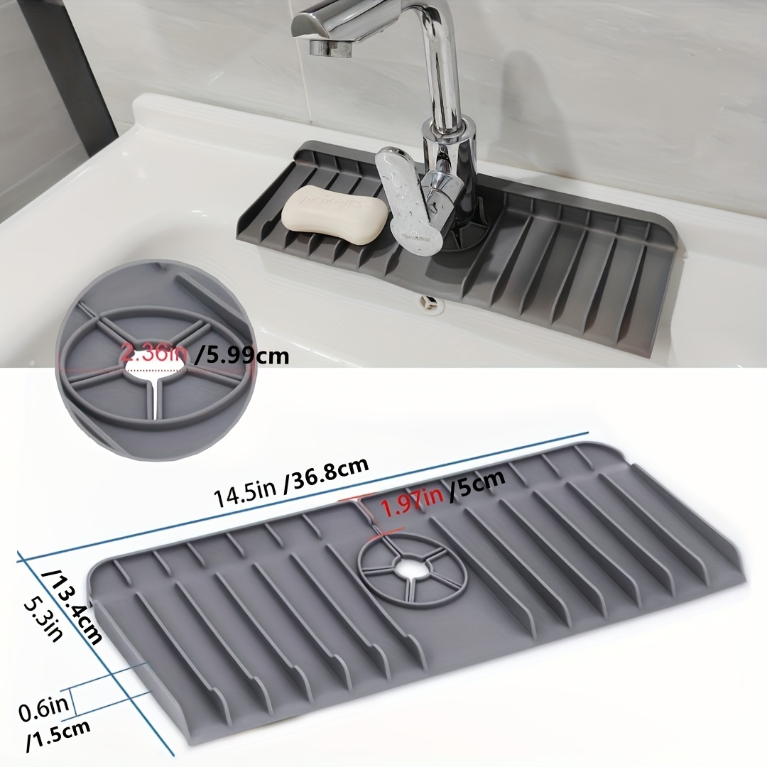 Black FAUCET SPLASH GUARD, Drip Catcher, Kitchen Sink Protection