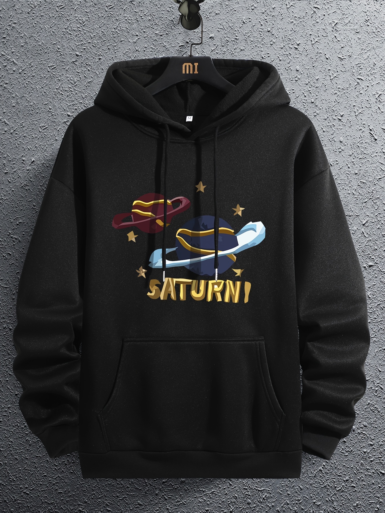 Men's Cartoon Planet Print Long Sleeve Drop Shoulder Hoodie - Temu