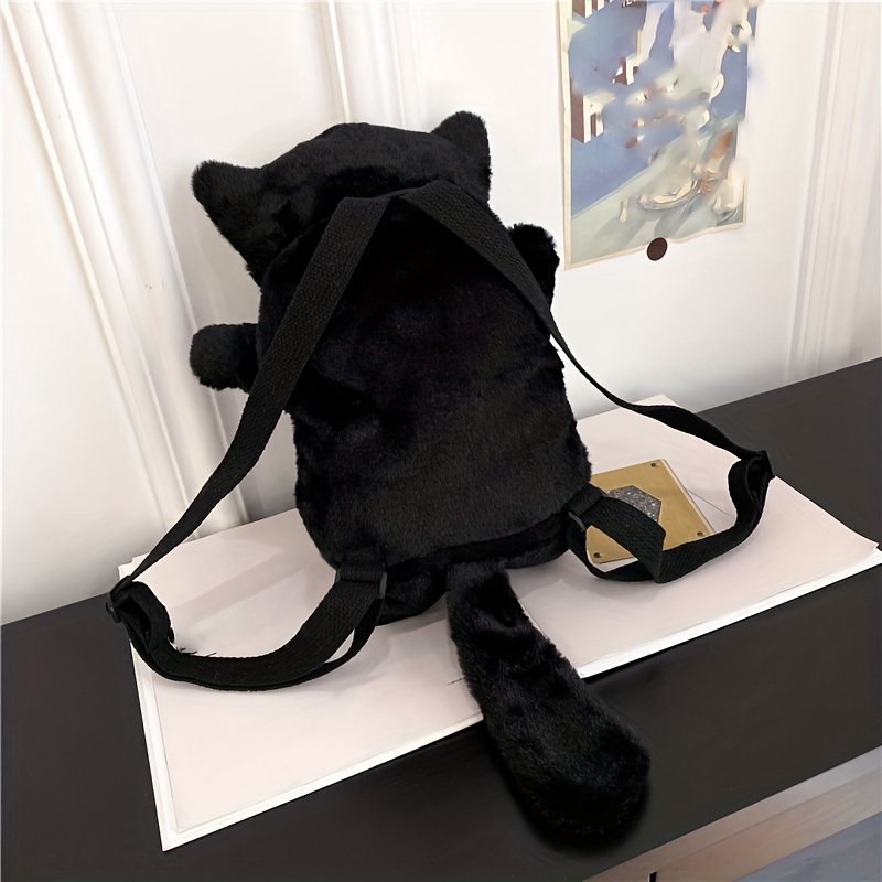 Black Cat Furry Backpack