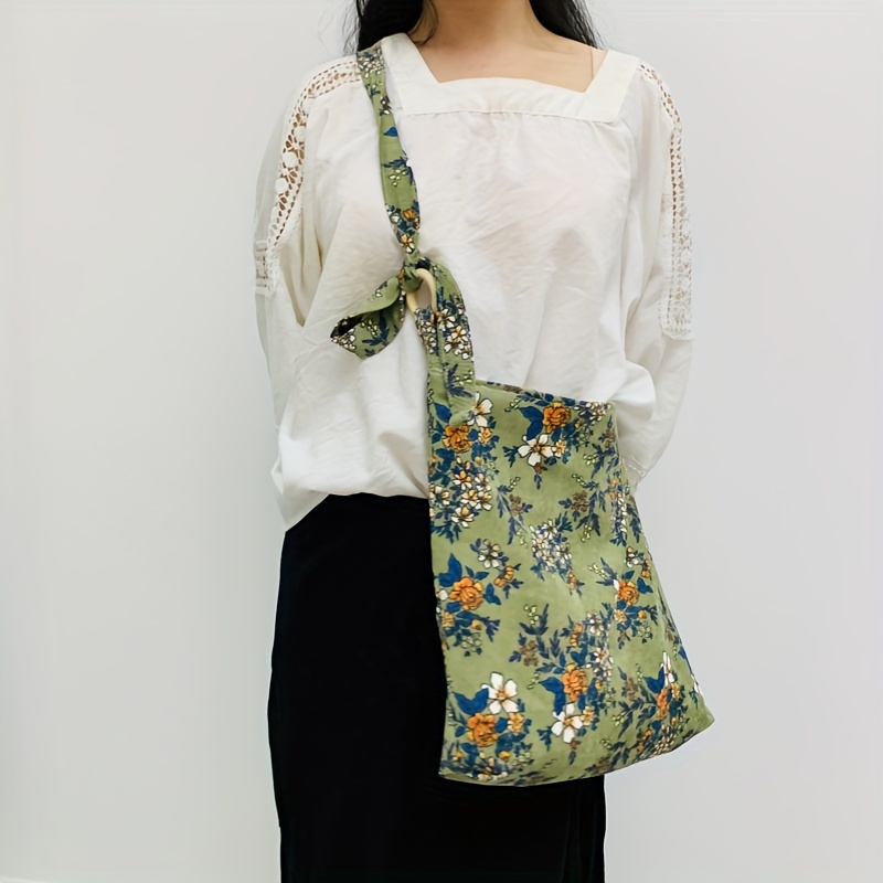 Cartoon Pattern Crossbody Bag, Corduroy Shoulder Bag, Women's Flap Pocket  Decor Square Purse - Temu