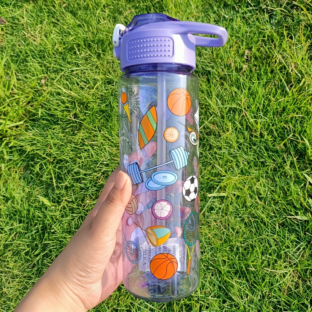 1pc, Botella De Agua Deportiva De Dibujos Animados, 800ml/28oz Tazas De  Agua De Plástico Sin BPA, Botellas De Agua Portátiles, Para Acampar, Hacer  Sen