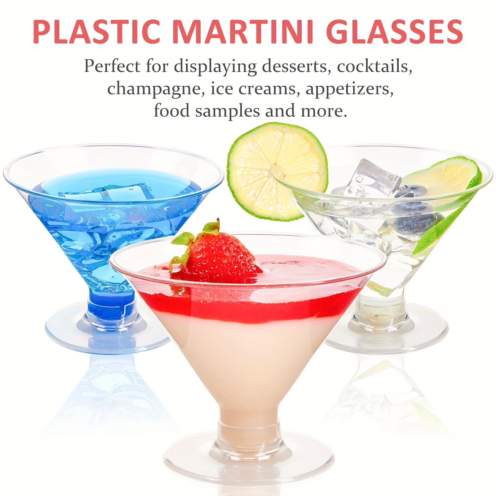 Small Plastic Martini Glass Clear Cocktail and Appetizer Glasses: Perfect for