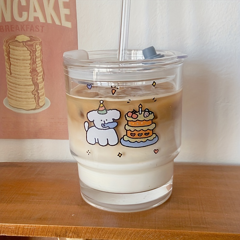 Jvmawa Vasos de vidrio para café helado, vaso de vidrio con popote y tapa y  funda de piel sintética,…Ver más Jvmawa Vasos de vidrio para café helado