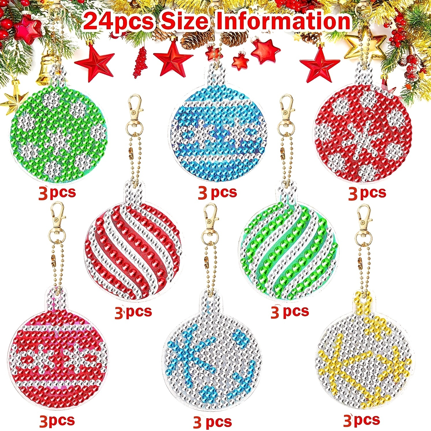 Christmas DIY Diamond Key Chain Double Sided Christmas Diamond Art