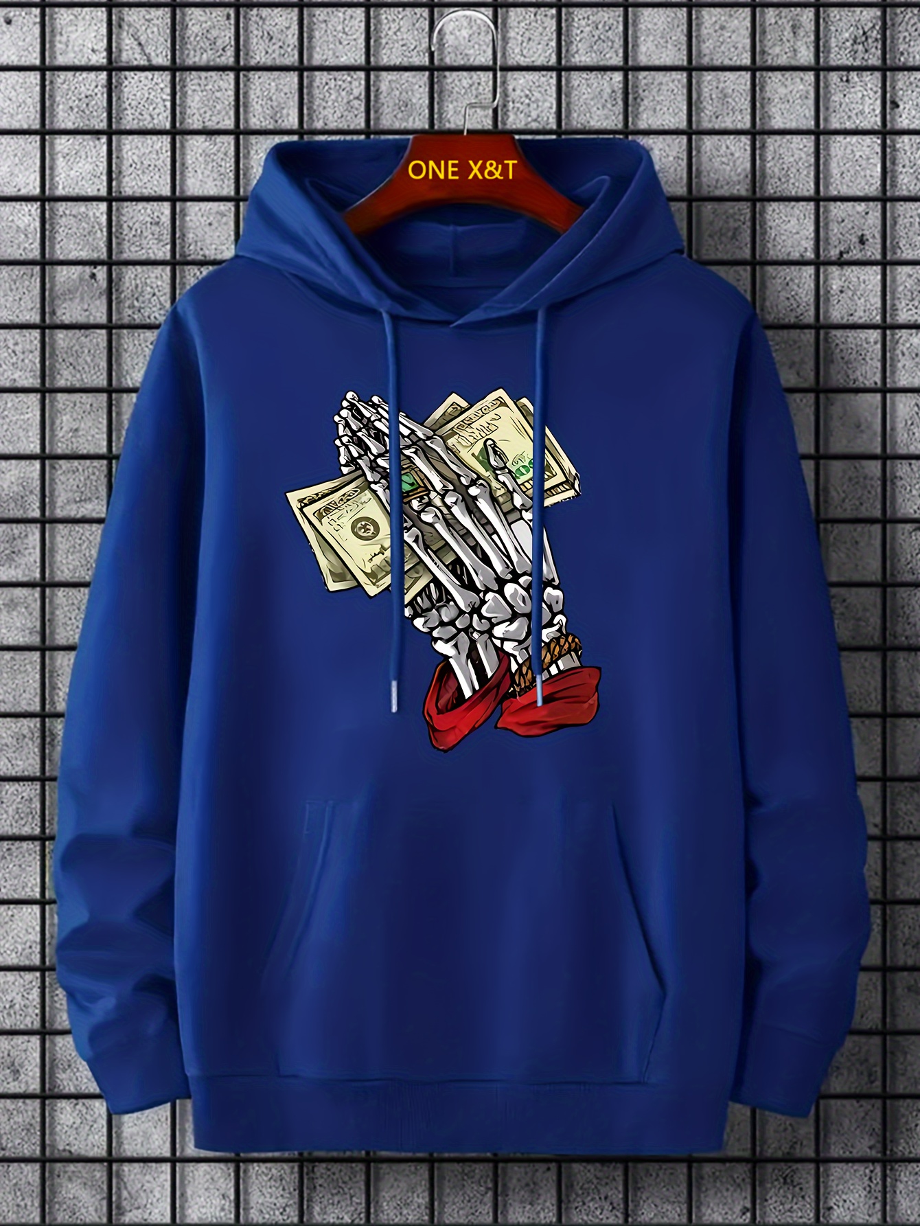 Hand Skeleton Holding Money Print Hoodies Men Graphic Hoodie Temu