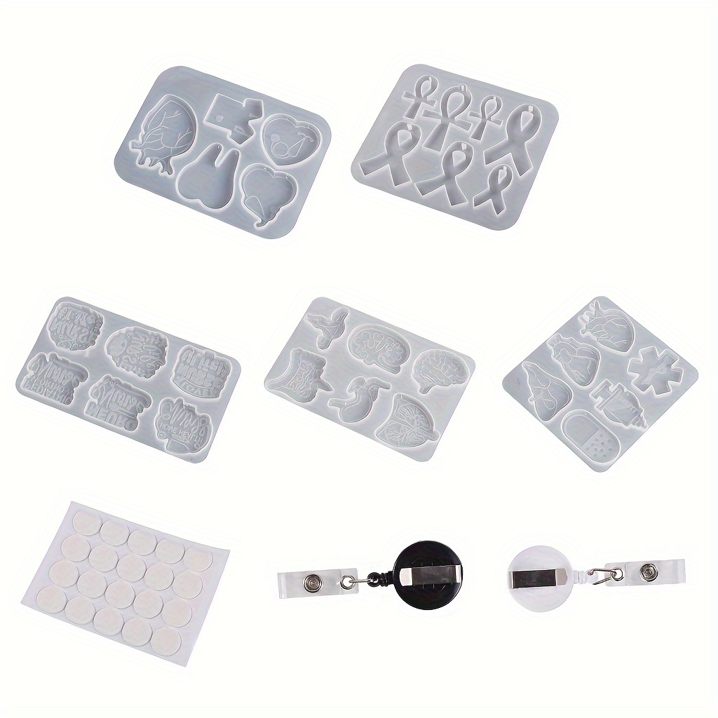 5 Styles Resin Silicone Nurse Badge Reels Mold Retractable - Temu