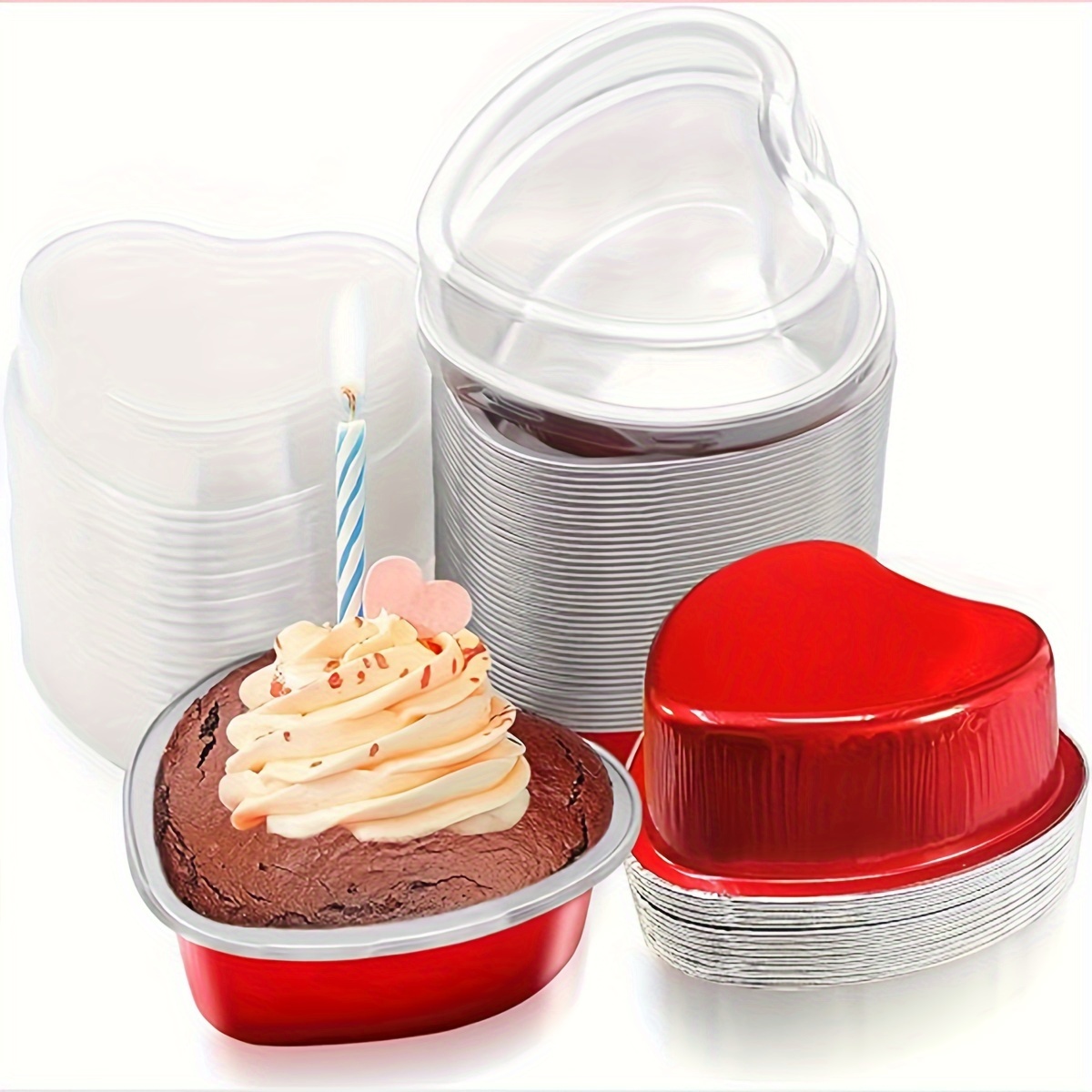 80PCS Cupcake Cups with Lids and 100PCS Spoons,Desserts Flan, 125ml Baking  Cups with Lids, Aluminum Foil Desserts Cupcake Flan, Cheesecake Custard