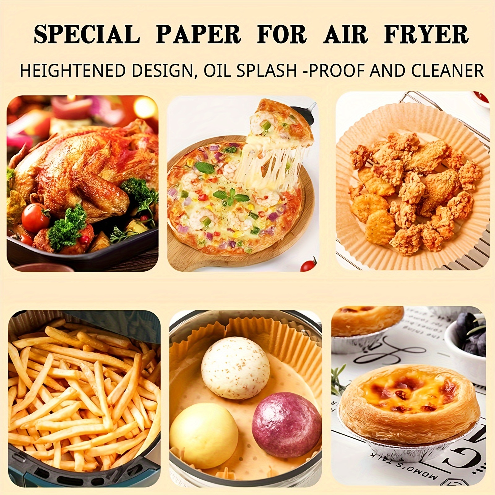 50pcs Air Fryer Paper Food Disposable Paper Liner Airfryer Kitchen