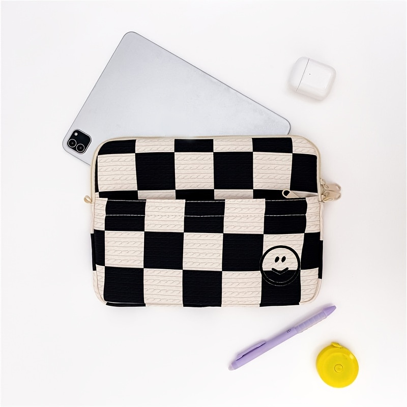 1pc Checkerboard Pattern Hand-held Documents Bag For 14 Inch Laptop, 11  Inch Ipad Or Tablet