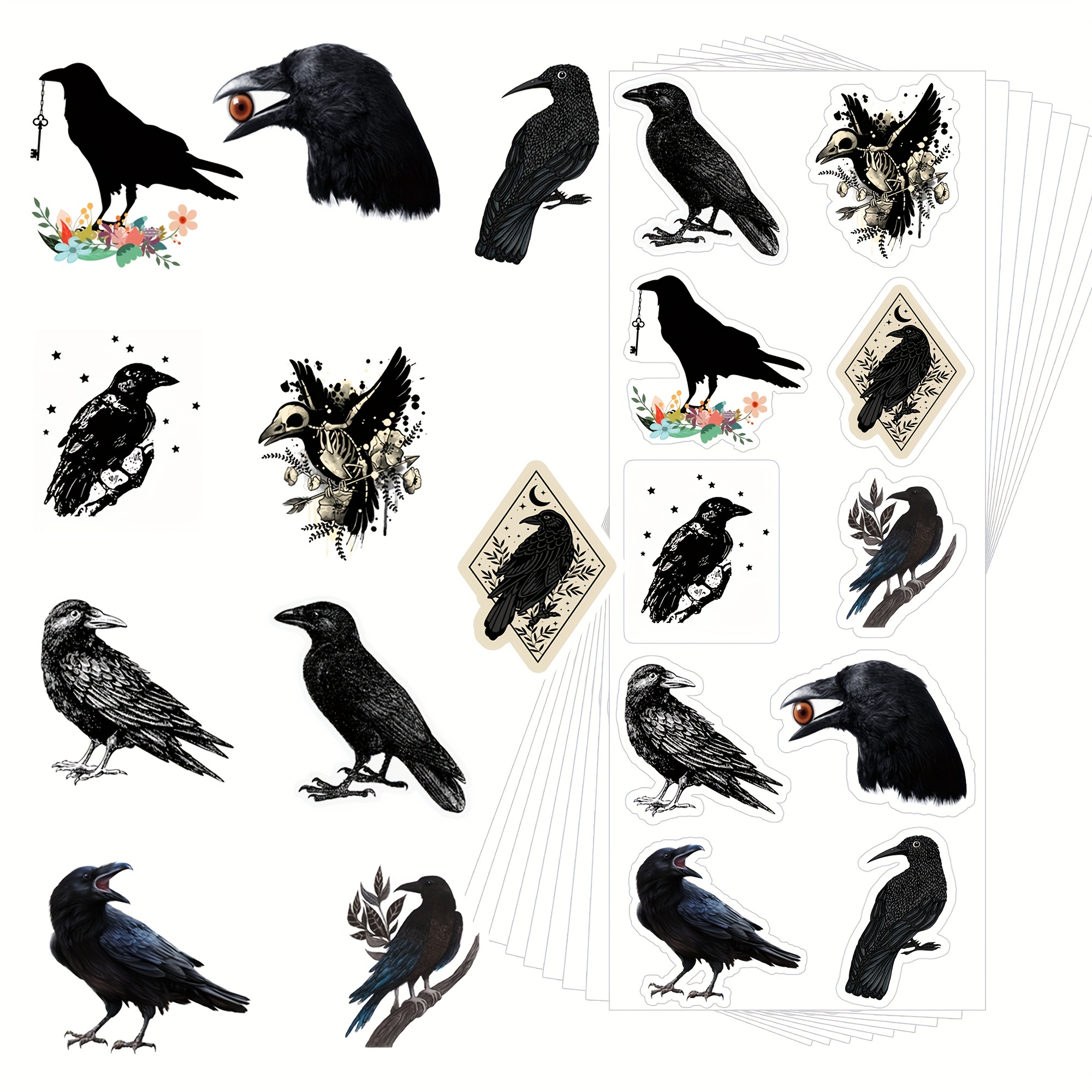 10/30/50pcs Grunge Goth Horror Skeleton Crow Stickers Decals DIY