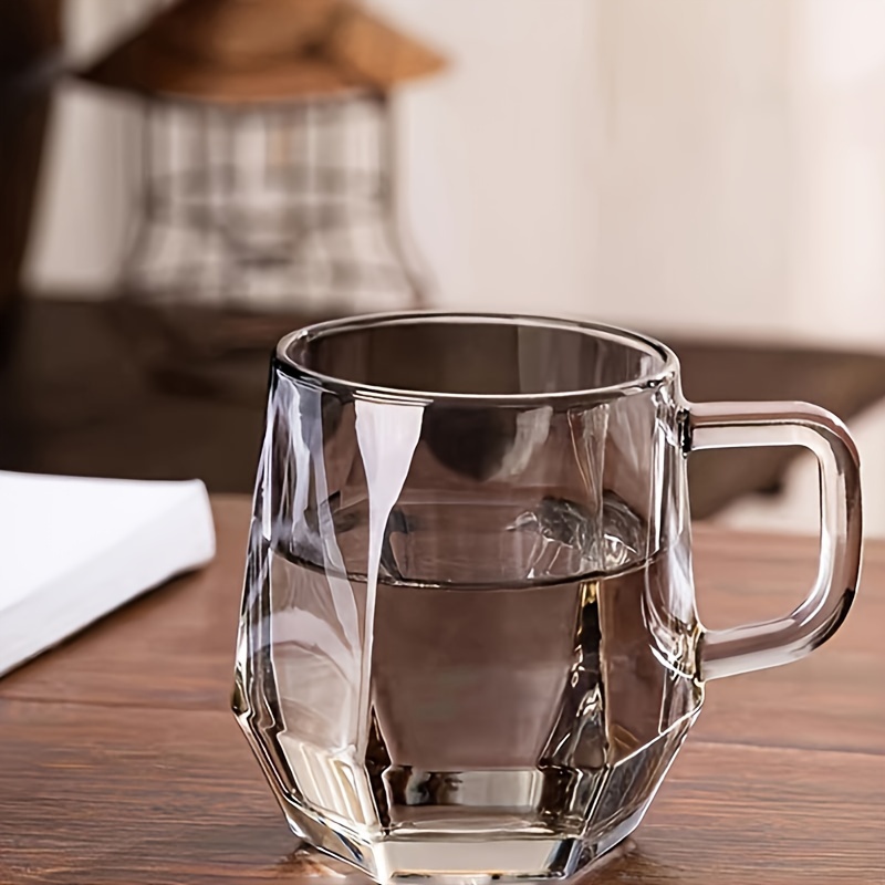 Geometric Glass Cup Clear Shiny Water Cup Iced Coffee Cups - Temu