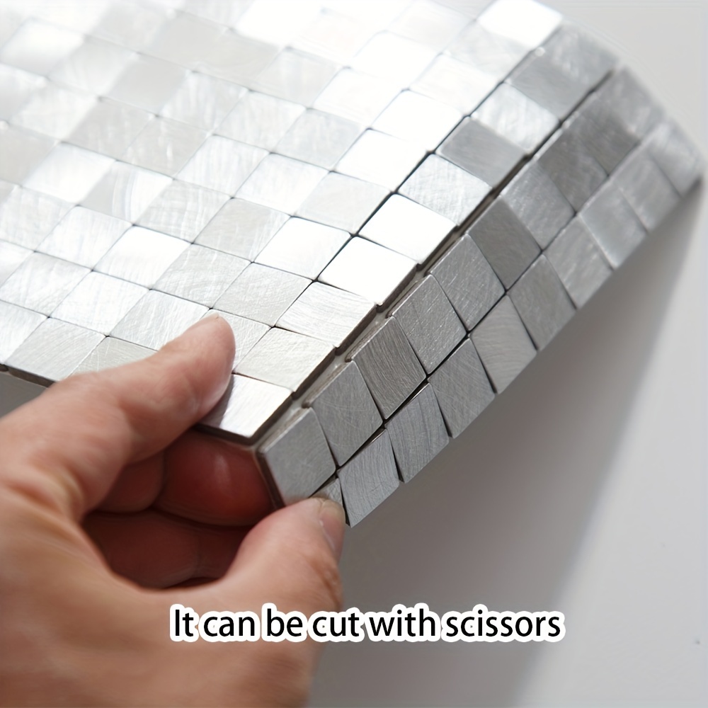 Peel and Stick Silver Bling Mirror Glass Mosaic Tile for Kitchen Wall