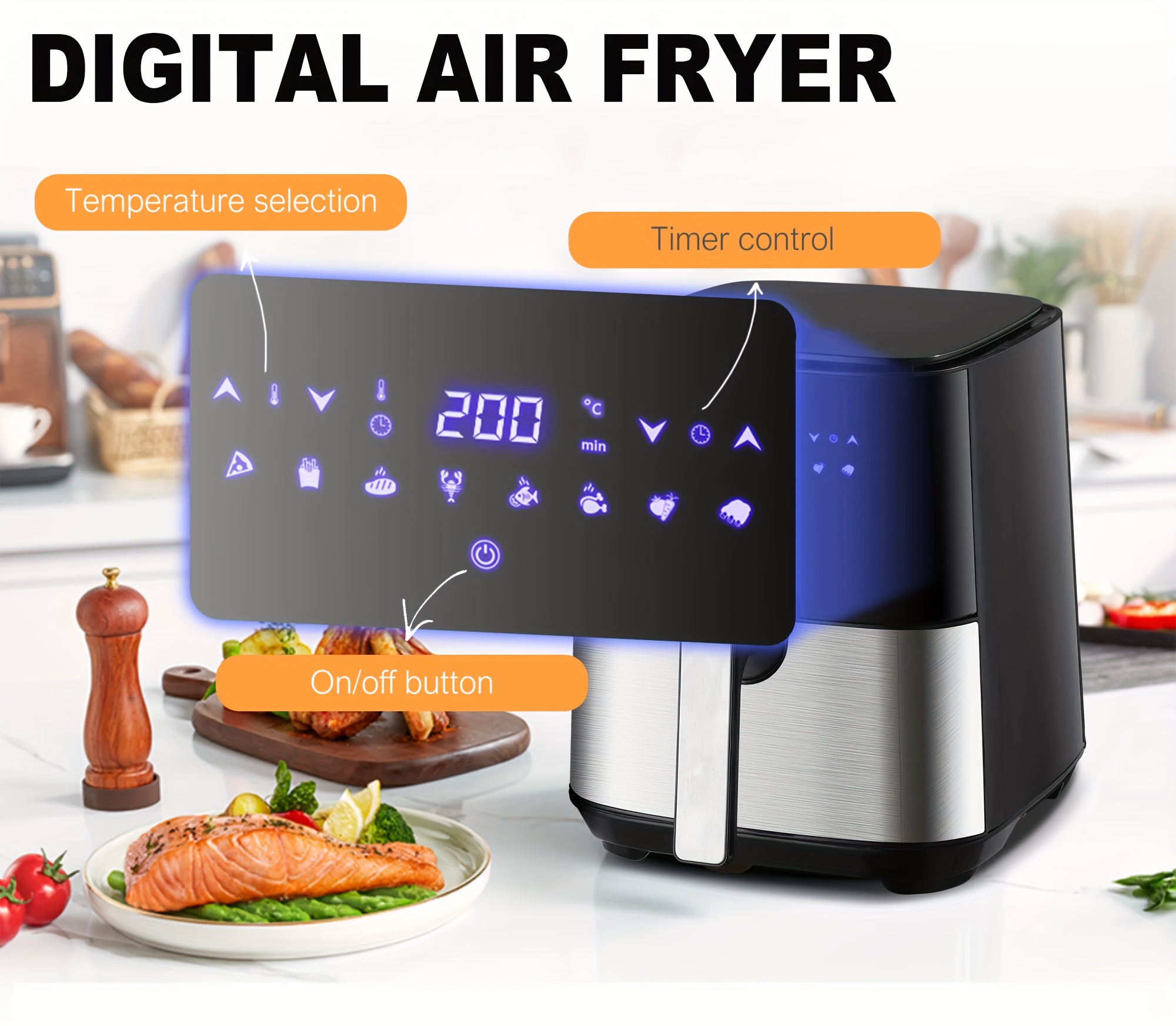 5.8 Qt Smart Electric Air Fryer Large Capacity Automatic - Temu