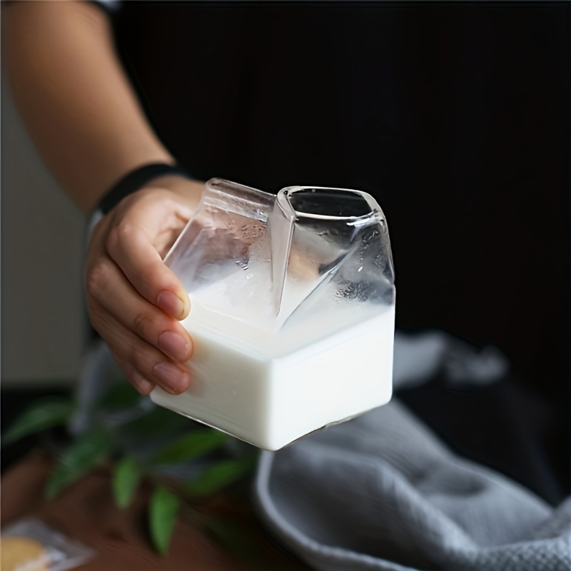 Kawaii Glass Milk Carton Pitcher Cute Clear Cup For Coffee - Temu