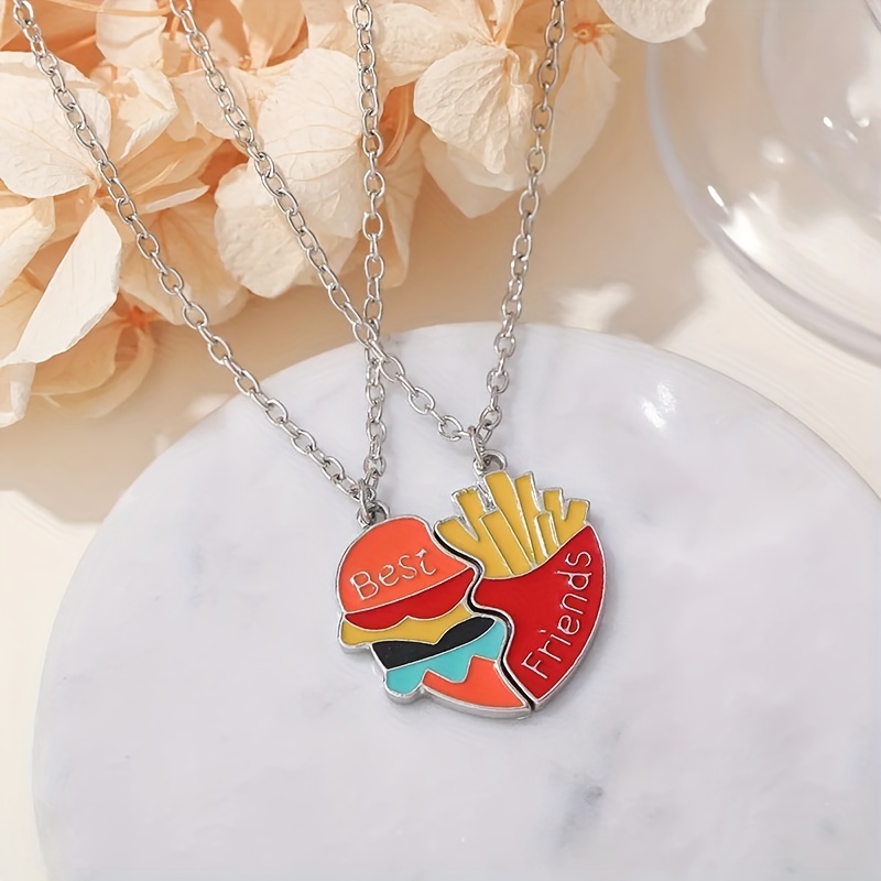 2PCS/set Rhinestone Heart Shaped Butterfly Magnet Pendant Necklace, Couple  Friendship Jewelry Gifts