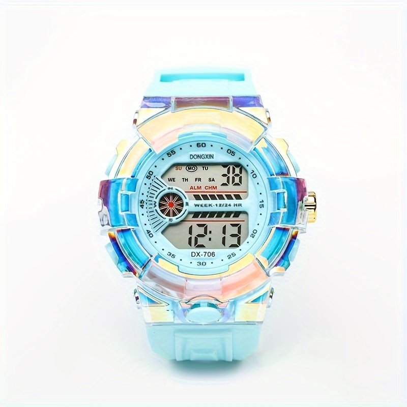 Gradient Color Electronic Watch Colorful Multifunctional - Temu Portugal