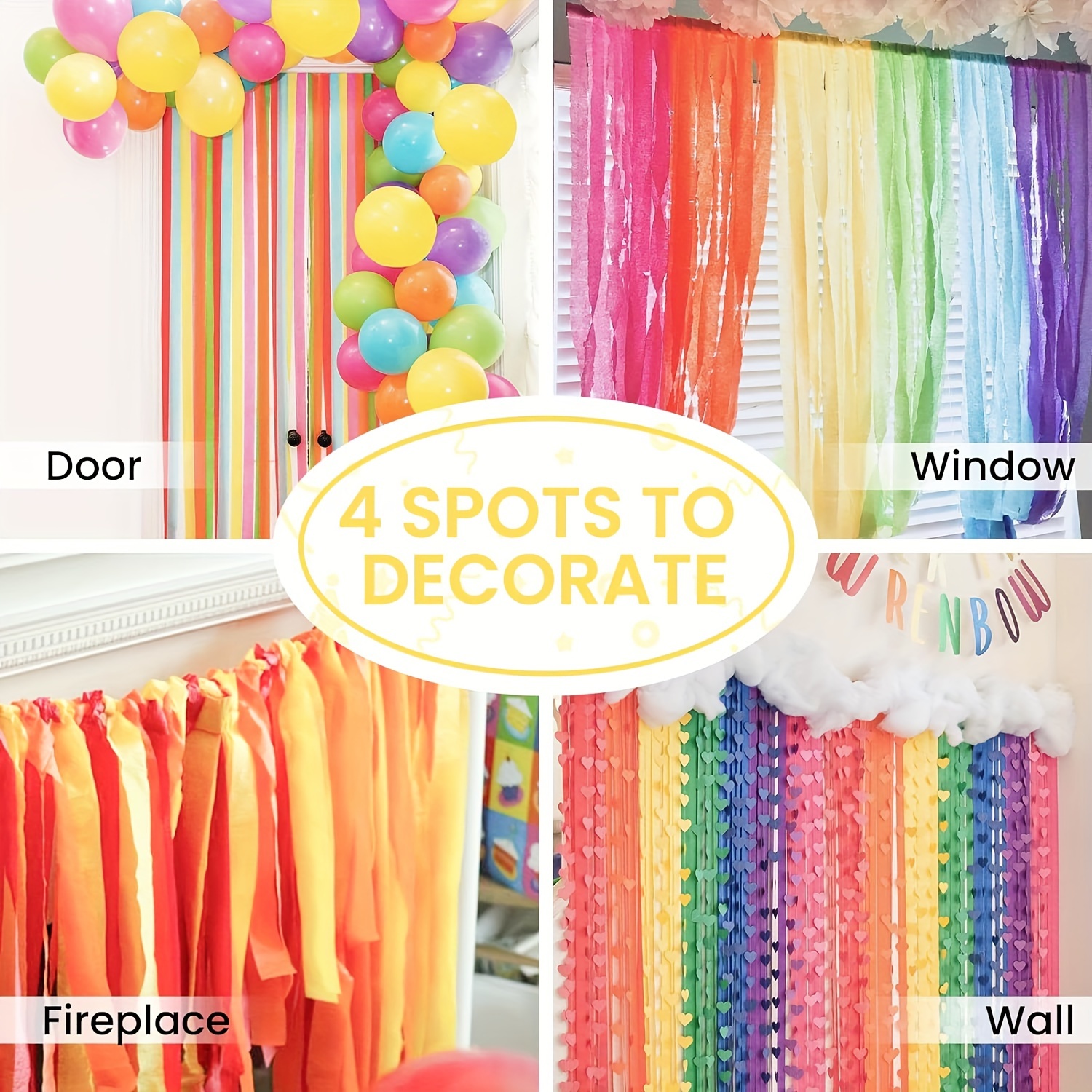 Rainbow Party Streamers For Party Decorations Birthday - Temu
