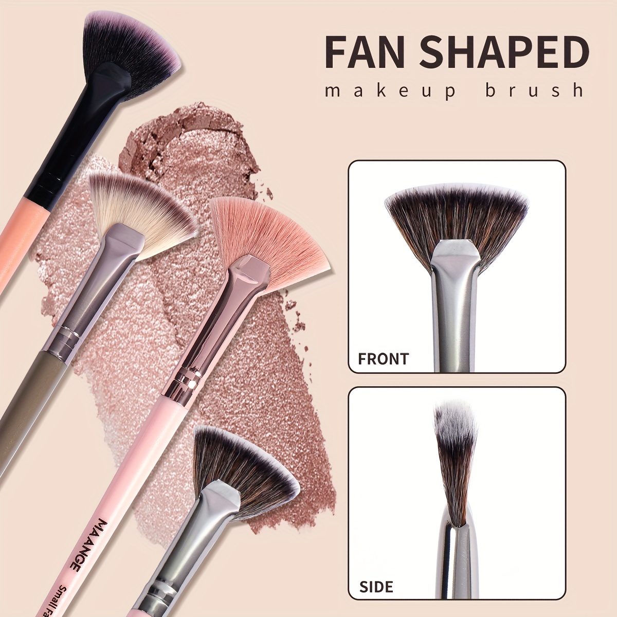 4pcs Small Fan-shaped Makeup Brush, Loose Powder Brush Set