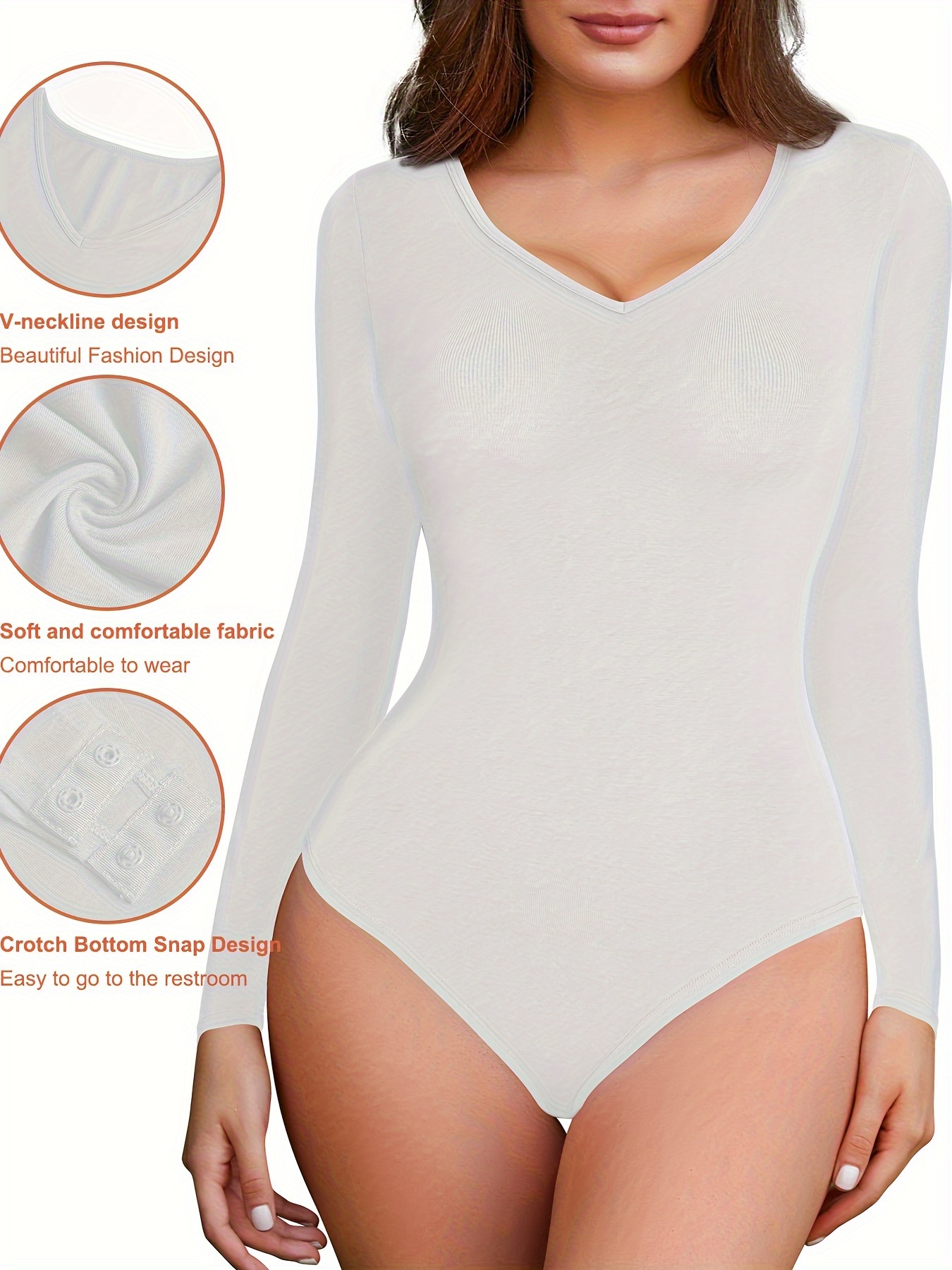 Solid Round Neck Shaping Thong Bodysuit Simple Soft Tummy - Temu