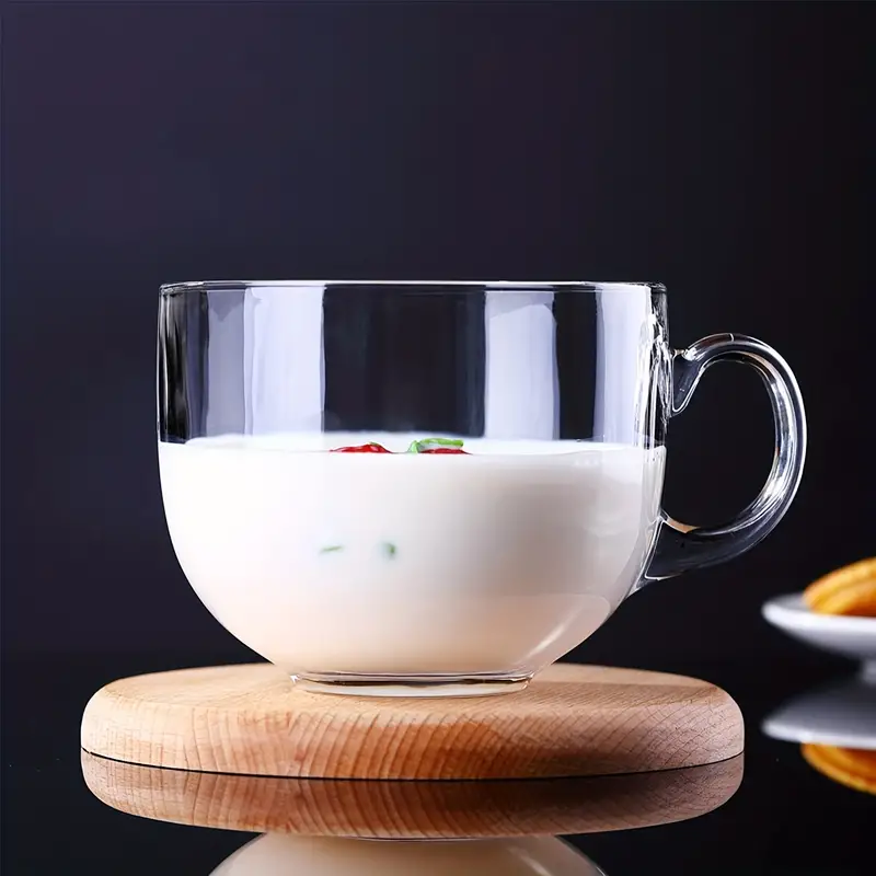 Large Glass Cups Clear Transparent Coffee Mugs Breakfast - Temu