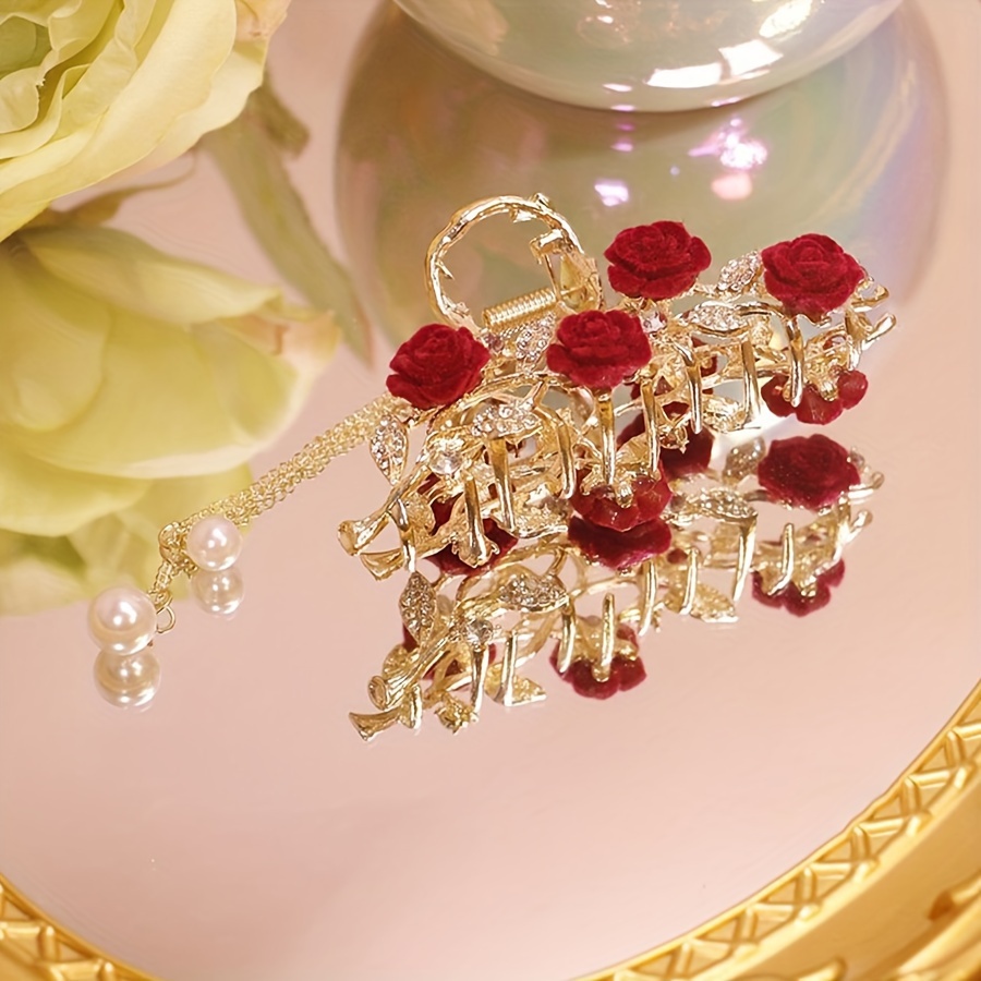 new european american tassel velvet hair clip featuring - Temu display picture 3