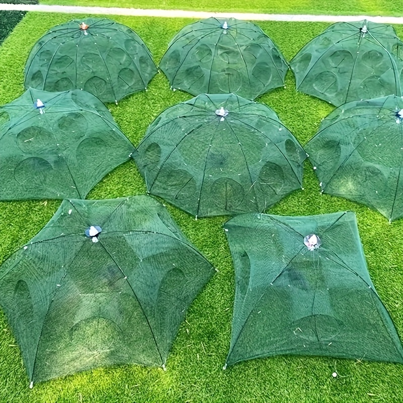 2-12 Holes Strengthened Automatic Fishing Net Shrimp Cage Nylon Foldable  Umbrella Shape Crab Fish Trap