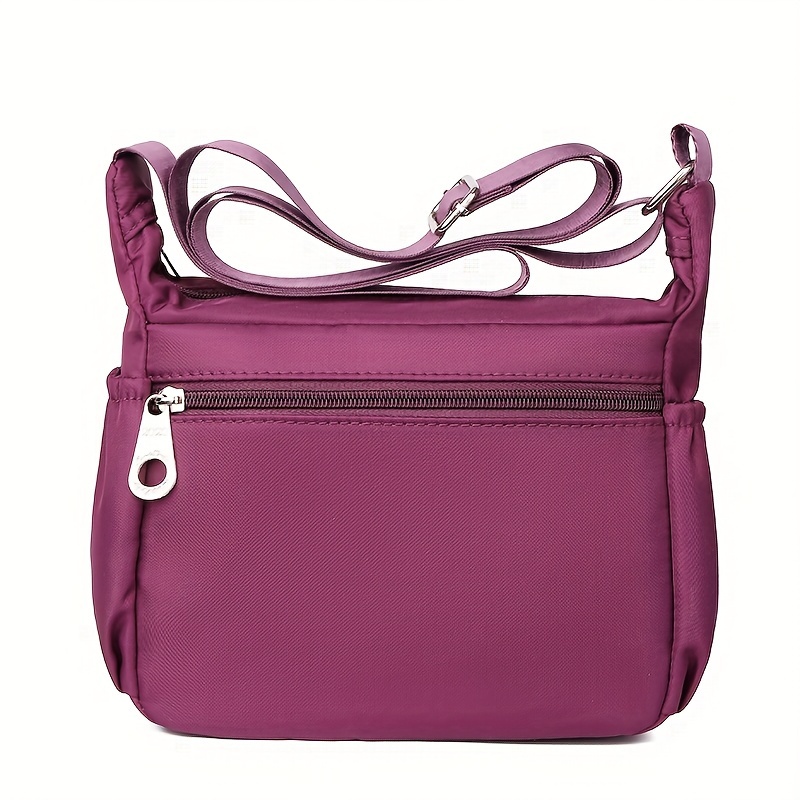 casual nylon crossbody bag multi zipper shoulder bag simple messenger bag for women details 3