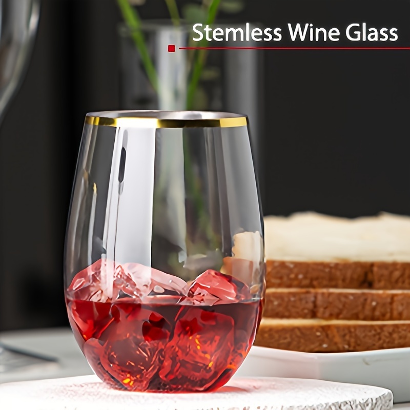 FOCUSLINE 20 Pack 16 Oz Plastic Wine Glasses  Stemless Wine Cups, Heavy  Duty Clear Plastic Unbreakable Wine Glasses, Disposable Reusable  Shatterproof Wine Glasses for Wedding or Party 16OZ-20-CLEAR