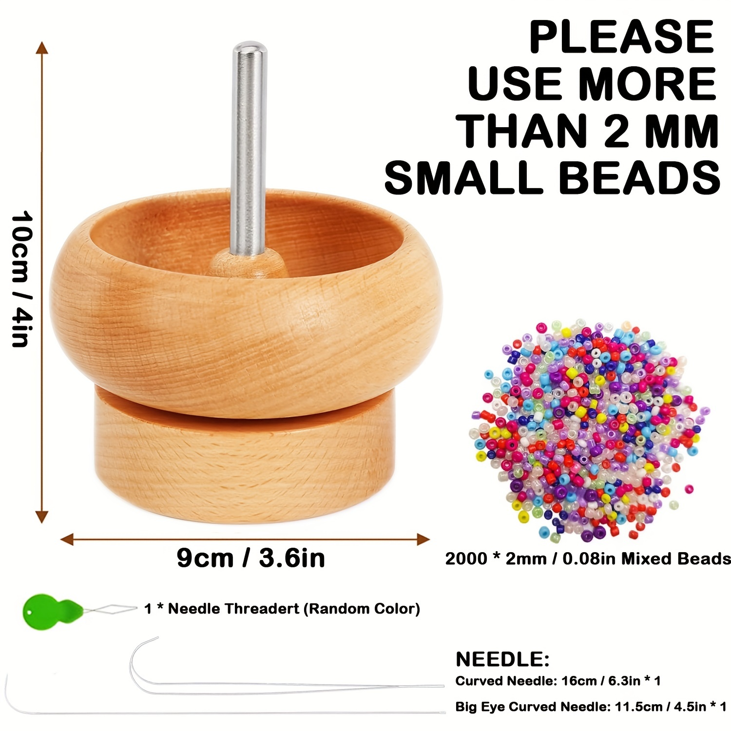 Bead Spinner With 2pcs Beading Needles, 8000pcs Seed Beads And 1 Surprising  Gift Pack For Jewelry Making, Quickly Stringing Beads Tool, Wooden Bead