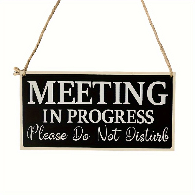 

Meeting In Progress - Wooden Door Sign For Office Privacy, No Power Needed