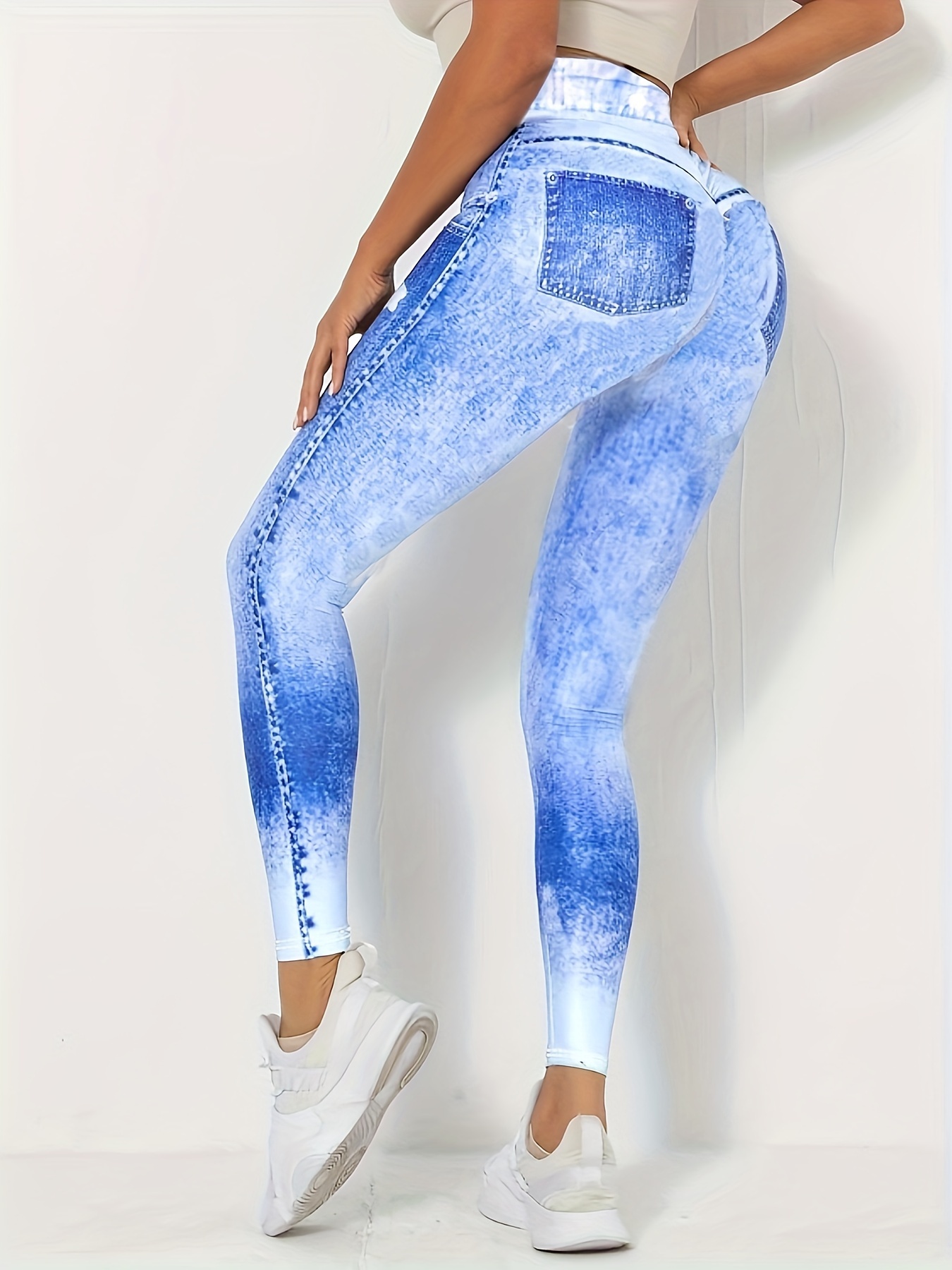 Plus Size Clothes for Women Women's Denim Print Jeans Look Like Leggings  Sexy Stretchy High Butt (Light Blue, S) at  Women's Jeans store