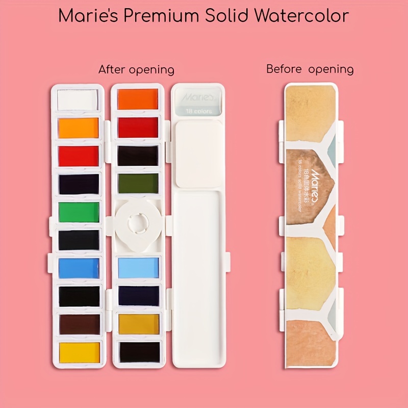 Marie's 36 Colors Watercolor Paint Set, Travel Pocket Watercolor Kit For  Students, Adults, Beginners, Outdoor Painting