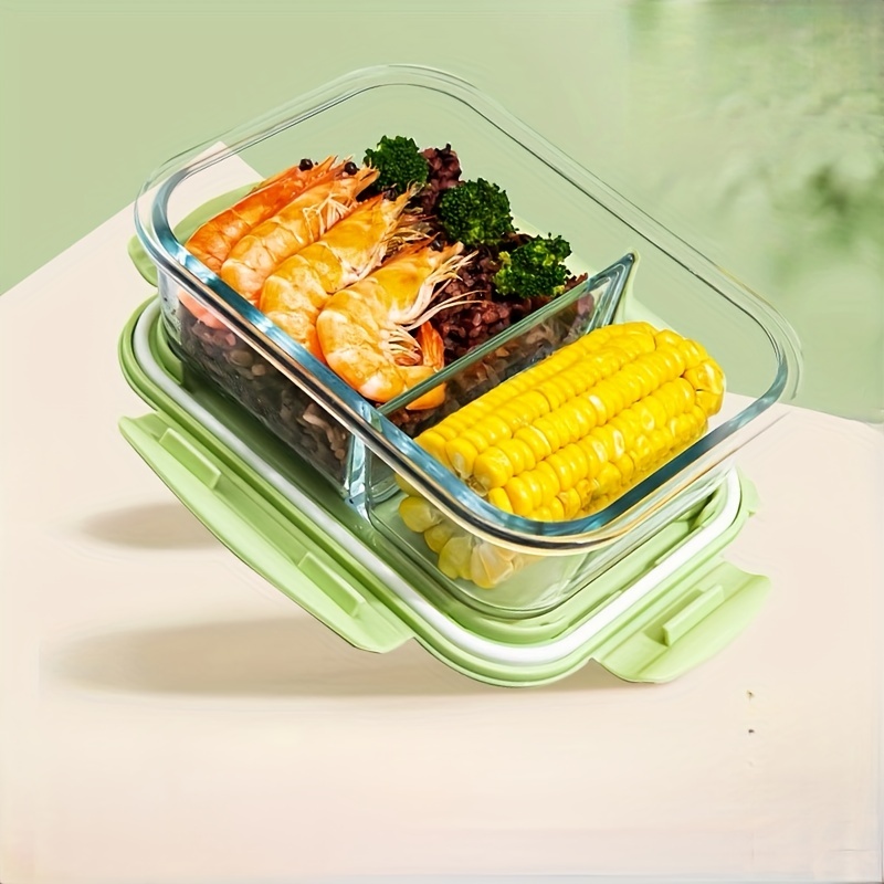 Portable Glass Lunch Box For Kids 3 Grids Picnic Bento Box