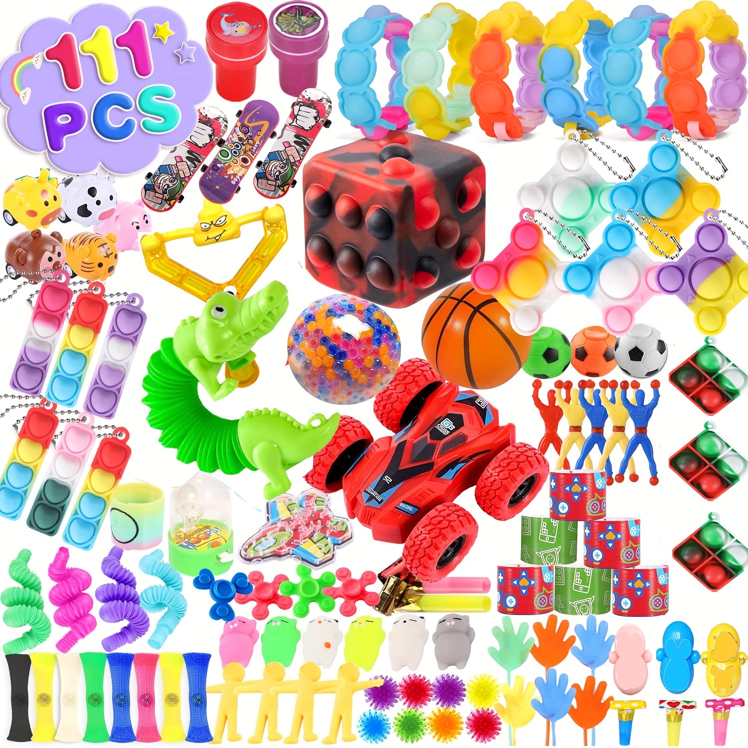 75 pcs Fidget Toys Kids Pack - Pinata Stuffers, Party Favors, Classroom  Stress Relief Prizes - Treasure Chest Goodie Bag Rewards with Pop its for