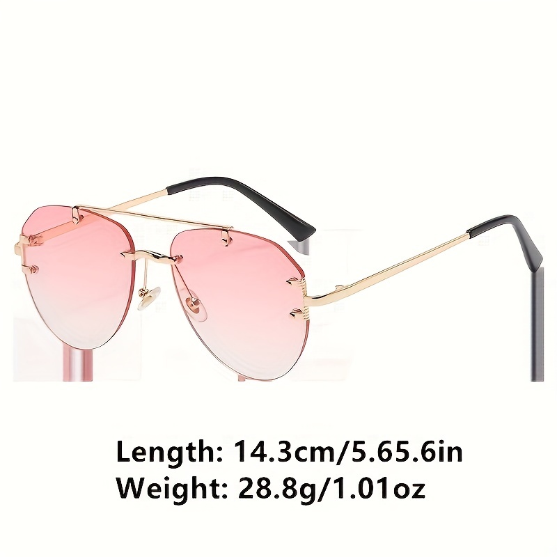 Double Bridge Rimless Fashion Sunglasses For Women Men Punk Rivet Aviator  Ombre Uv400 Sun Shades For Summer Beach Party - Temu Bahrain