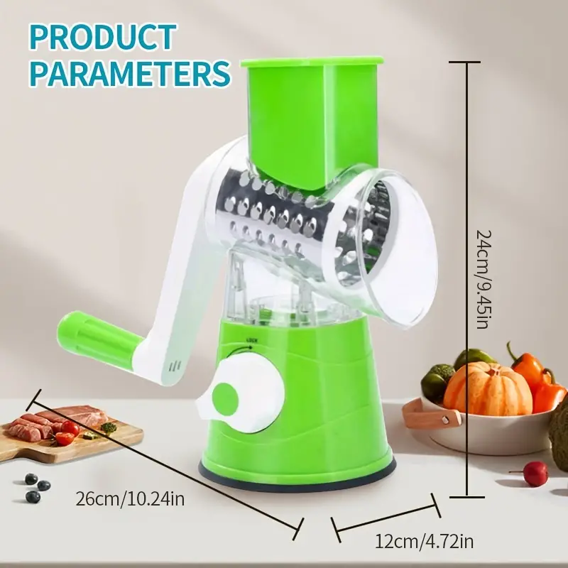 Multifunctional 3-in-1 Cheese Grater, Vegetable Slicer, And Fruit Slicer -  Manual Food Grater For Potatoes And Vegetables, Tabletop Drum Greater -  Kitchen Gadgets For Easy Preparation - Temu Japan